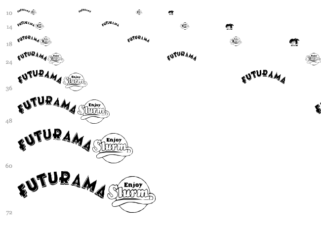 Futurama Dingbats font waterfall